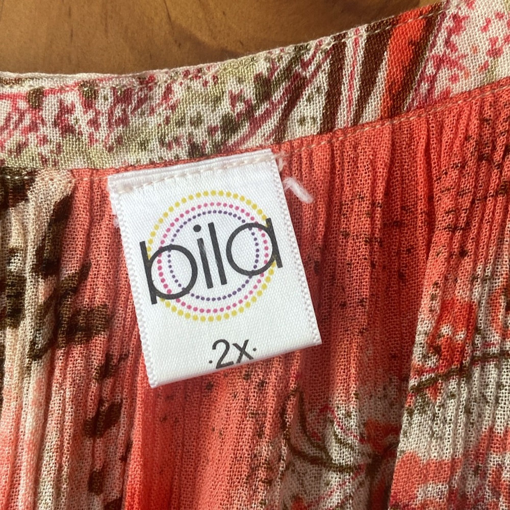 Bila boho lace trim animal print paisley tie-dye crinkle shirt top size 2X - Picture 3 of 3